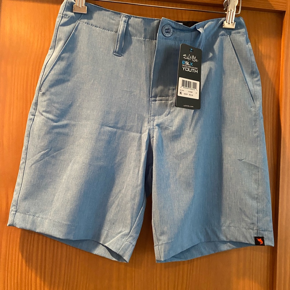 Salt Life Boy’s/Youth SLX Performance Chambray Shorts NWT Size 25